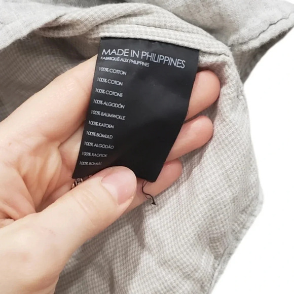 Club Monaco Gray Cotton Slim Button Down Shirt L - Picture 3 of 4